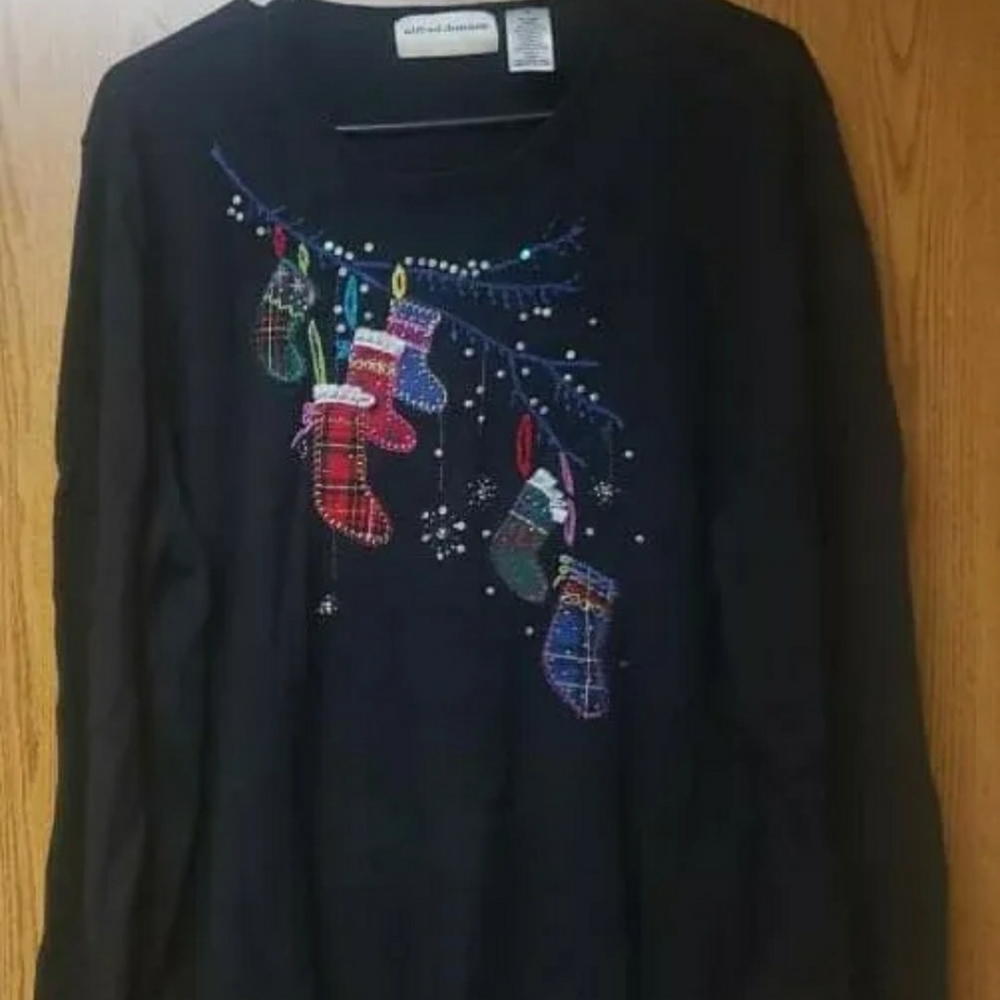 Alfred Dunner Women's Christmas Stocking Ugly Christmas Sweater Sz 1X